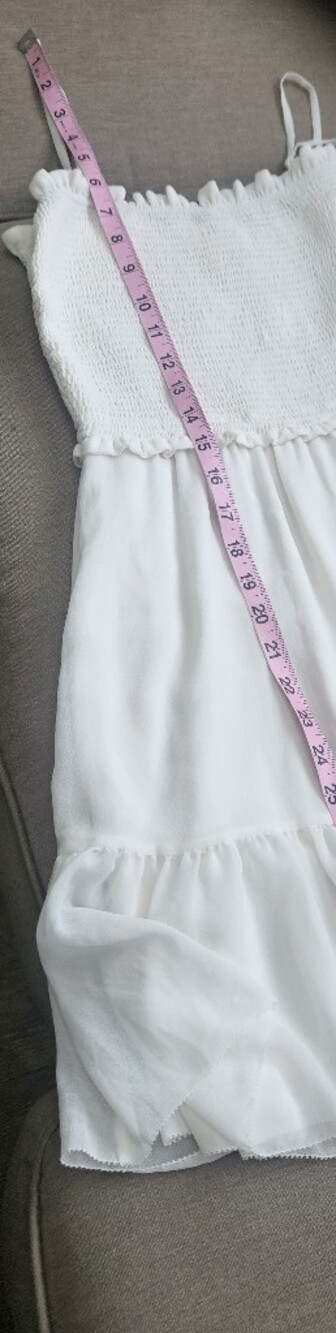 Aritzia Wilfred Tempest Sleeveless Mini Dress Smocked Sundress White - Picture 12 of 13
